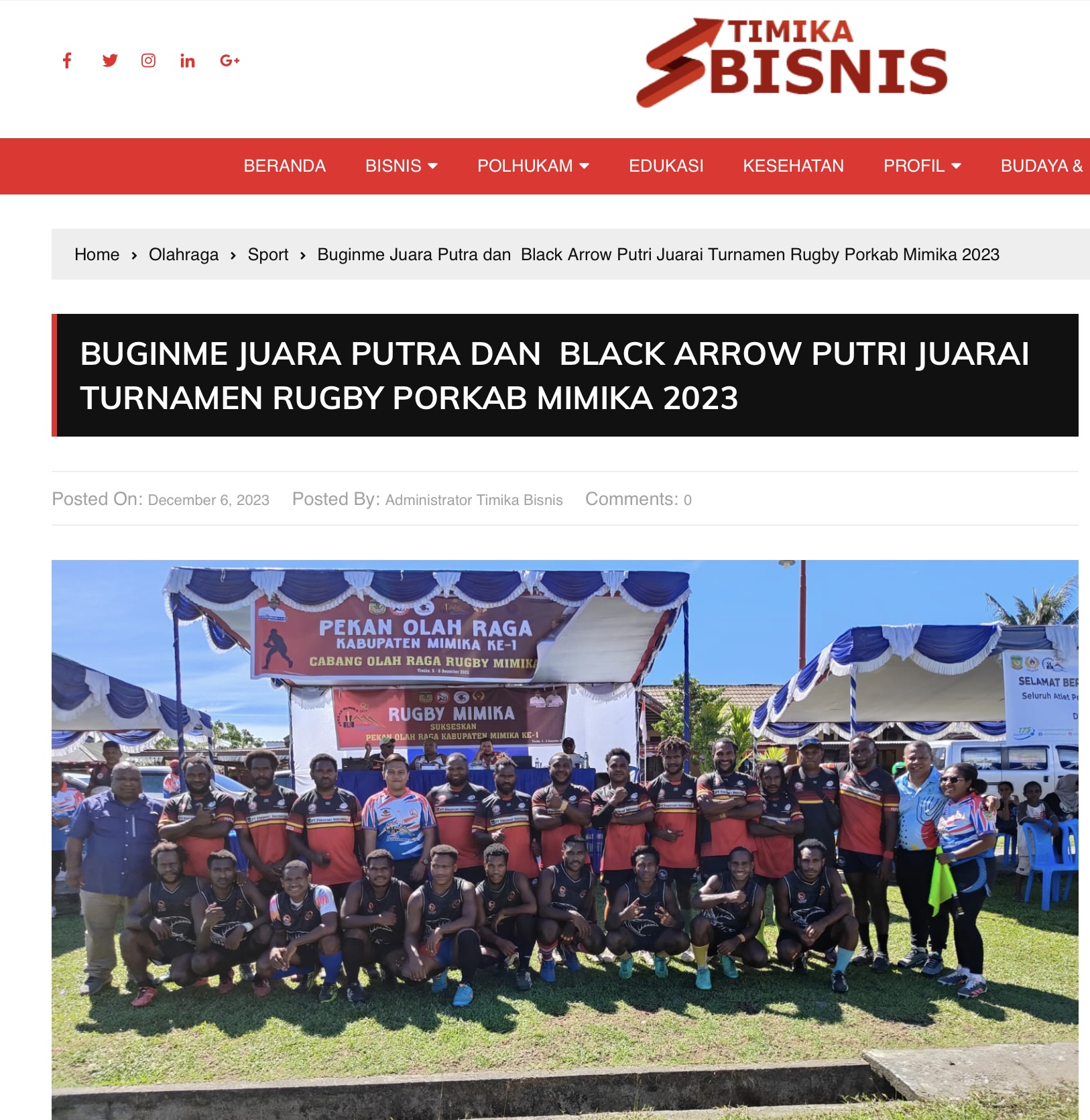  Buginme Juara Putra dan Black Arrow Putri Juarai Turnamen Rugby Porkab Mimika 2023